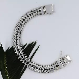 Solid 925 Sterling Silver Fish Spine Bracelet Heavy Elegant Bracelet 74.14 Gram - Picture 1 of 8