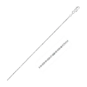 Collar de cadena de cuentas de corte diamante de oro blanco de 14 K de 1,0 mm de ancho 16""-20"" pulgadas de largo - Imagen 1 de 3
