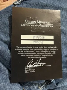 Gibson Memphis COA Certificate Of Authenticity ES - Picture 1 of 2