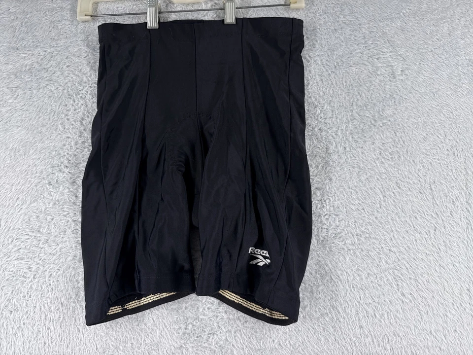 老式锐步骑行短裤成人小号黑色尼龙氨纶混纺衬垫 — 第 1/4 张图片