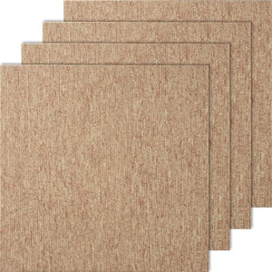 VEVOR Carpet Tile Floor 16pcs Squares w/Padding Attached 20"x 20"Dark Brown - Picture 1 of 12