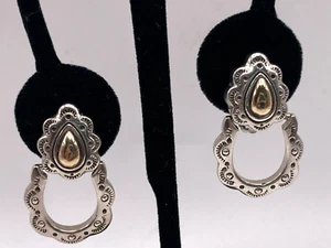 Carol Felley Sterlingsilber und Gold Vermeil SW Clip-on Türklopfer Ohrringe - Bild 1 von 8