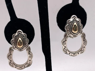 Carol Felley Sterling Silver and Gold Vermeil SW Clip-on Door Knocker Earrings - Image 1 of 4