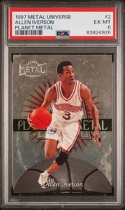 1997 Metal Universe Allen Iverson Planet Metal #2 PSA 6 - Picture 1 of 3
