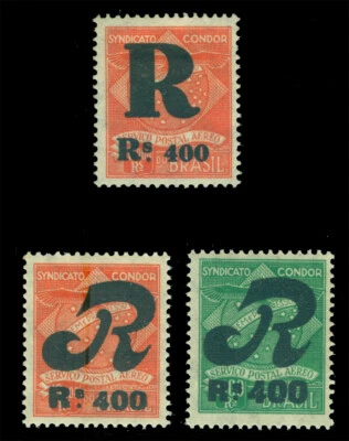 BRAZIL 1930 AIRMAIL Condor Syndicate REGISTRATION stamps Sc# 1CLF1-1CLF3  MH/MNH - Image 1 of 2