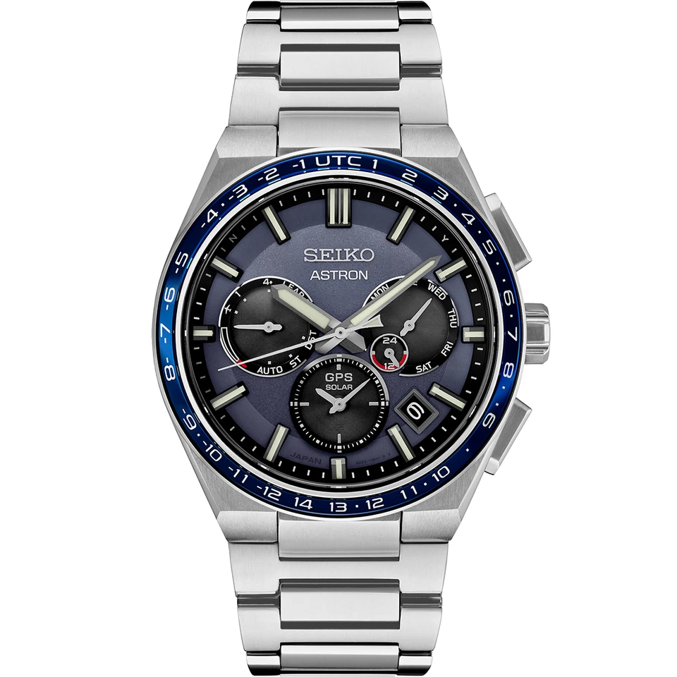 New Seiko Astron GPS Solar Chronograph Titanium Blue Dial Men's Watch SSH109 — 第 1/1 张图片