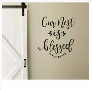 OUR NEST IS BLESSED Family Rustic Farmhouse Home Wall Decal Words Decor - Picture 1 of 1