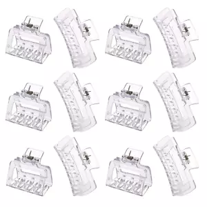 12 Pack Clear Square Claw Clips, Big and Small Neutral Rectangle Hair Claw Clips - Picture 1 of 12