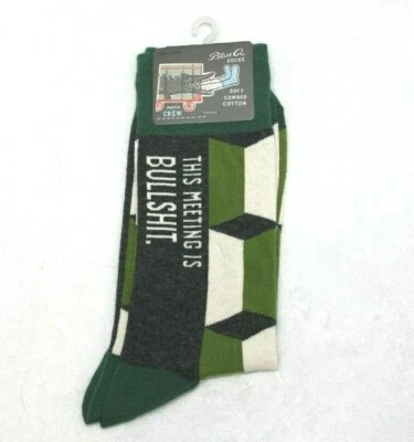 Calcetines para hombre Blue Q This Meeting is Bull verde gris algodón nuevos con etiquetas Foto 1 de 4