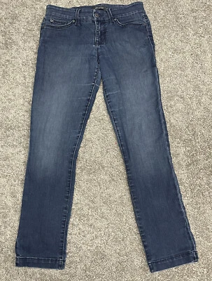 Pantalones de mezclilla ajustados rectos Level 99 Lily Crop para mujer - lavado oscuro medio TALLA 27 Foto 1 de 4