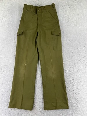 VINTAGE Boy Scouts Pants Youth 24 Green Official Uniform Twill Cargo 24x26 READ - Image 1 of 4