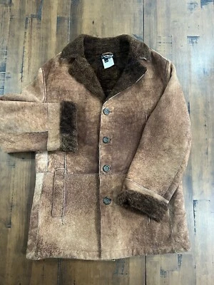 Abrigo Dolce Gabbana Para Hombres 40X54 Pelle Cuero Sherpa Marrón Hecho en Italia Foto 1 de 4