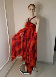 Michael Kors Silk Chiffon Red Snakeskin Strap Runway dress/maxi gown Italy sz 10 - Picture 1 of 12