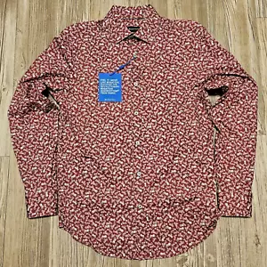 $179 Bugatchi 8 Way Stretch Motorcycle Button-Up Shirt Burgundy Men's Size Small - Picture 1 of 11