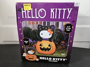 Hello Kitty auf Kürbis Halloween 2024 luftgeblasen aufblasbar beleuchtet 3Ft NEU - Bild 1 von 4