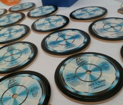 COMMODORES Motown DRINKS COASTERS Original Upcycled Hit Songs VINYL RECORDS Soul - Image 1 of 4