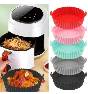 Air Fryer Silicone Round Liner Basket Baking Accessories Reusable Pot Kitchen