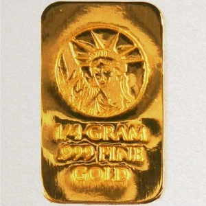 Lingotes de barra pura 0,999 de oro de 24 quilates de 1/4 gramos Lady Liberty America - Imagen 1 de 2