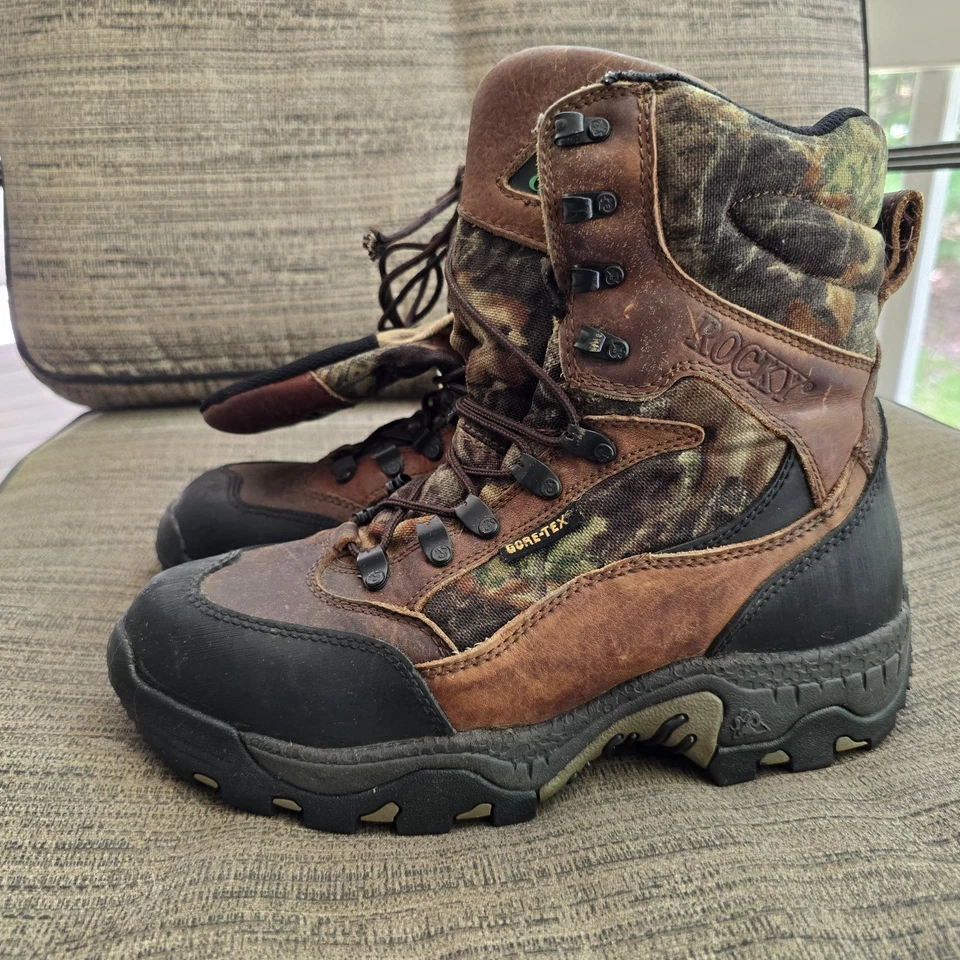 Rocky 800g Thinsulate Gore-Tex Hunting Boots Men’s 8.5 Leather Camo Waterproof M - Image 1 of 4