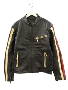 MOTO FIELD Leather Racing Motorcycle Jacket Black LL Men’s Biker Moto Gear - Picture 1 of 6