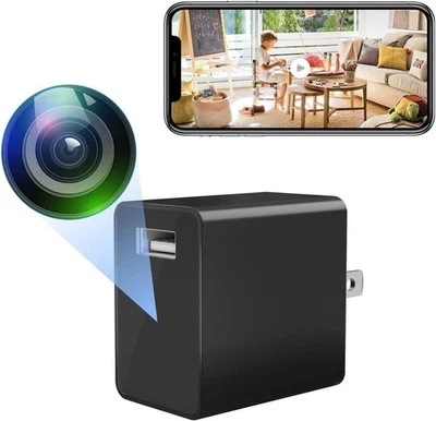 Mini 1080P Camera Charger - Wireless Camera - Wifi Tiny USB Charger Camera, 140- - Photo 1/4
