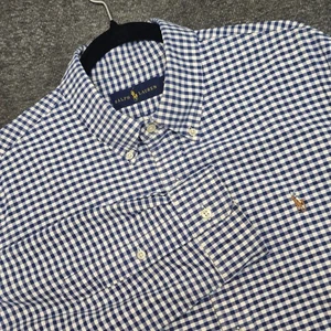 Polo Ralph Lauren Shirt Mens XL Blue Gingham Plaid Oxford Button Front Pony - Picture 1 of 10