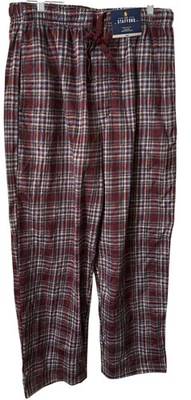 Stafford Rolled Pants Mens Medium Burgundy Plaid Sleep Soft Microfleece M NWT - Image 1 of 3