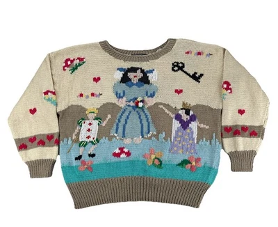 Suéter Berek Tejido a Mano Alicia en el País de las Maravillas Talla M 100% Algodón Pima Uruguay 1988 Foto 1 de 4
