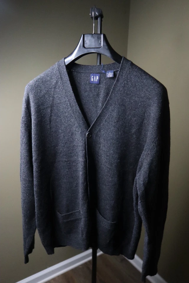 Cárdigan Suéter Gris Para Hombre XLarge Y2K DE Colección gap 100 % Lana de Cordero Foto 1 de 4