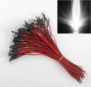 Lot 3mm 5mm LED Light White Red Yellow 20CM Pre Wired LED Lamp Light Bulb 12V __ - Imagen 1 de 22