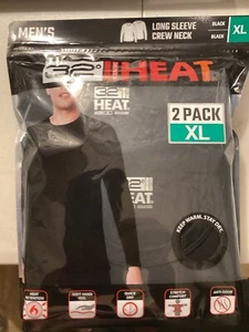 New 2 Pack 32 DEGREES Men's Heat Crew Neck Tee Black XL - Picture 1 of 2