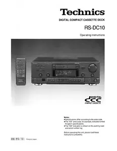 TECHNICS RS-DC10 - DCC DIGITAL COMPACT CASSETTE USER INSTRUCTIONS OWNER'S MANUAL - Foto 1 di 1
