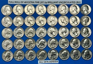 1976-D Bicentenario Baterista Niño Cuartos Rollo de 40 Cuartos XF a SIN CIRCULAR - Imagen 1 de 6