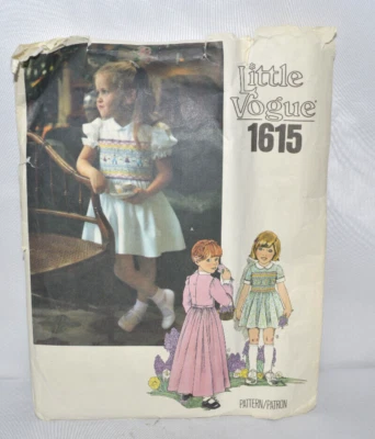 Vintage Little Vogue Girl's Dress Pattern # 1615 Size 4 - Image 1 of 2