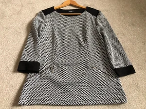 Roman Tunic Top UK Size 14 VGC Women's 3/4 Sleeve Black White Women's - Picture 1 of 4