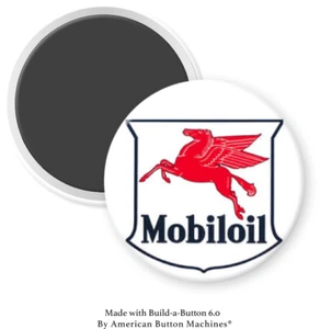 Mobileoil Geflügeltes Pferd 2,25" Retro Magnet Rückseite Knopf Abzeichen - Bild 1 von 1
