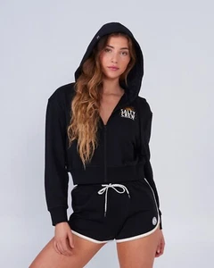 Brand New Womens Salty Crew Cruisin Crop Zip Front Hoody Black Size Small - Picture 1 of 2