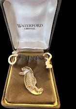 Waterford Crystal Glass Seahorse Pin Brooch & Pouch