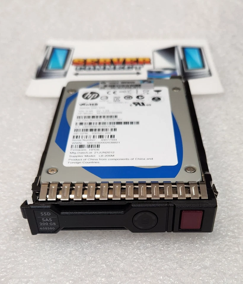 658478-B21 -- HP 200GB SAS 6G MLC 2.5" SC SSD HDD -- 658580-001 - Image 1 of 1