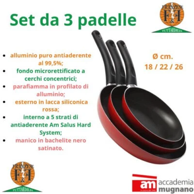 PADELLA ANTIADERENTE - SET 3 PADELLE Ø 18/22/26 ACCADEMIA MUGNANO - Immagine 1 di 4