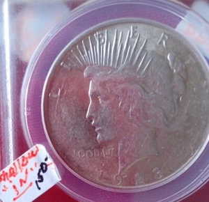 1923 D Cleaned Peace Silver Dollar ANACS Graded AU 50 . - Picture 1 of 6