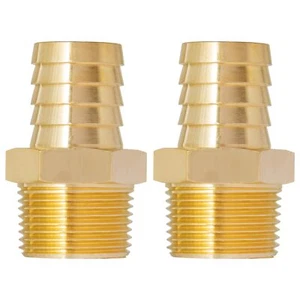 1-Inch NPT Brass Hose Barb Fittings 1'' NPT Male Thread to 1'' Barbed Air Hos... - Picture 1 of 6