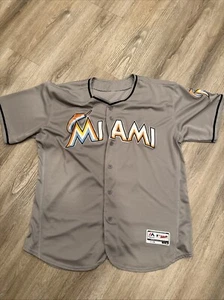 Majestic Authentic Fernandez # 16 Miami Marlins MLB Jersey Grey Road Sz 48 - Picture 1 of 12