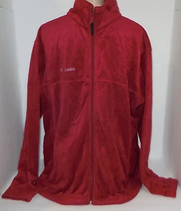 COLUMBIA Mens Fleece Jacket Sweatshirt Full Zipper Front Maroon-Red Sz XXL 2XL - Picture 1 of 11