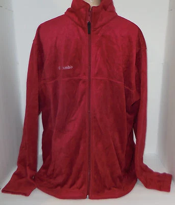 COLUMBIA Mens Fleece Jacket Sweatshirt Full Zipper Front Maroon-Red Sz XXL 2XL - Image 1 of 4