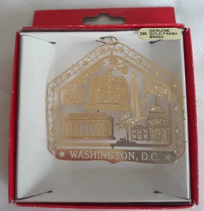 Washington DC Souvenir Ornament Nation's Treasures 24kt Gold Finish Brass Boxed - Picture 1 of 15