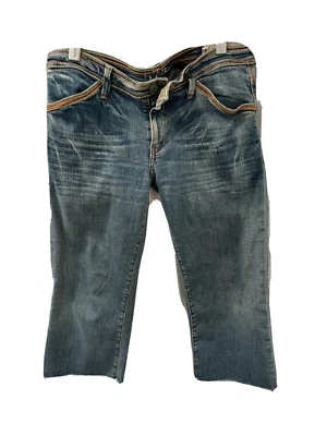 Jean corto 575 Denim Grunge talla 31 para mujer azul desgastado bordado elástico EE. UU. Foto 1 de 4