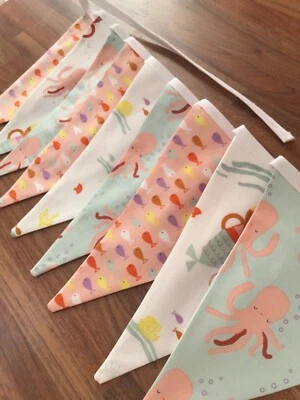 Mermaid Bunting, Sea Life, Themed, Nursery, Babies/Childs Room, Fish, Octopus,  - Image 1 of 4