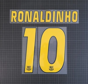 RONALDINHO #10 2004-2006 Barcelona Player Size Yellow Nameset - Picture 1 of 1