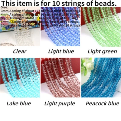 10 Strd DIY Glass Crystal Faceted Rondelle Beads Loose Spacer Beads Sew Crafts - Image 1 of 3